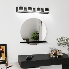 4 Lights Modern Black Vanity Light Up And Down Black Bathroom Lighting Fixtures LED Bathroom Wall Light Over Mirror 6000K (Option: Default)