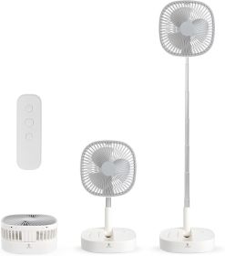 Portable Pedestal Fan - Foldaway Standing Fan Foldable Desk Fan, Use 7200Mah Rechargeable Battery (Color: gray)