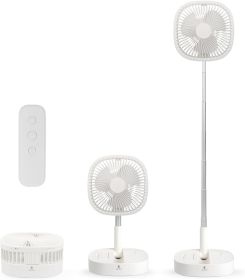 Portable Pedestal Fan - Foldaway Standing Fan Foldable Desk Fan, Use 7200Mah Rechargeable Battery (Color: White)