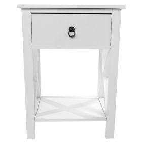 White Density Board Painted Surface, Circular Pull Handle, Side Cross Type, 40x30x60 Cm, Three Drawers, Bedside Table, 1 Piece, N201 (Option: Default)