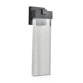 18 H 1-pack 12W Modern Outdoor Wall Light Fixture, Weatherproof LED Wall Sconce With Bubble Crystal, Black Finish, Up And Down Lighting For Porch (Option: Default)
