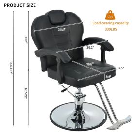 Classic Reclining Barber Chair Salon Chair For Hair Stylist With Heavy Duty Hydraulic Pump, 360' Rotation, Tattoo Chair Shampoo Beauty Salon Equi (Option: Defaulttitle)