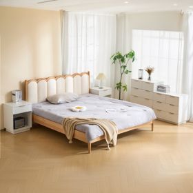 White P2 Density Board, Wavy Surface, 45x40x60cm, Single Piece, Bedside Table, 2 Pieces (Option: Default)