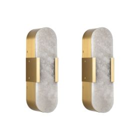 13.8in Natural Marble Wall Sconce, Gold Sconces Set Of Two, Indoor Modern Bathroom Sconces Wall Lighting For Living Room, Bedroom, Hallway, Stair (Option: Default)
