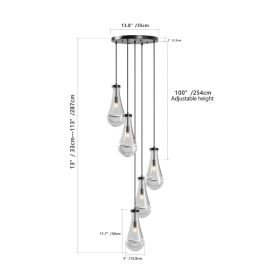 5 Light Cluster Pendant Lights, Black High Ceiling Chandeliers Adjustable, Living Room Pendant Light, Foyer Chandeliers, Stairwell Pendant Lighti (Option: Default)