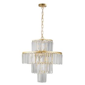 20in Modern Crystal Chandelier With Gold Finish, 4-Tier Design For Dining Room Or Living Room, Elegant Crystal Pendant Light Fixture  Bulb Not In (Option: Default)