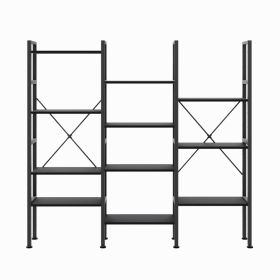 A Wide Bookshelf With Adjustable Shelves, Which Can Be Transformed Into An Industrial-style Display Unit With Three Columns And Four Layers. (Option: Black)